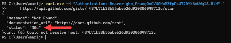 Checking a gist's star status.