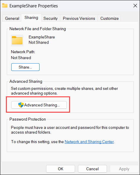 Click Advanced Sharing