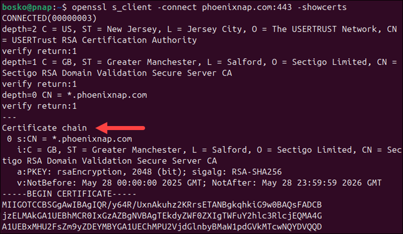 Displaying the full certificate chain with OpenSSL s_client.