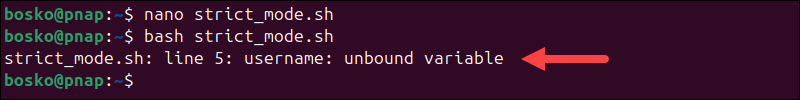 Error when running a script without defining a variable.