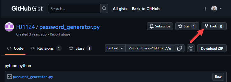 Fork a gist on GitHub.