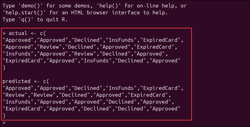 A dataset with predictions for the confusion matrix.