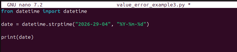 Add the code to the Python script in Nano terminal output