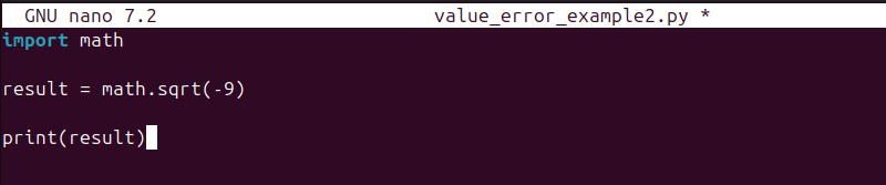 Add the following code to the script in Nano terminal output