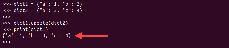 Append dictionary to dictionary in Python using the update method.