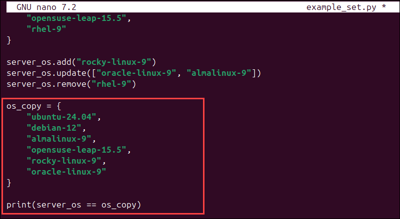 Comparing sets in Python.