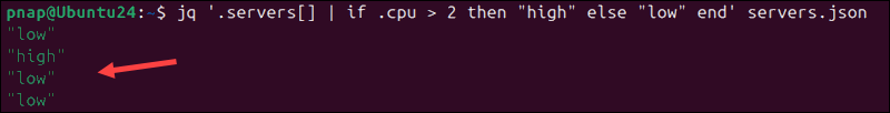 Applying conditional logic with jq.