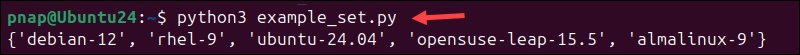Creating a set in Python.
