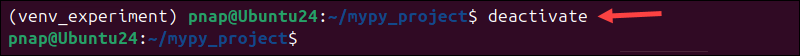 Deactivating a virtual Python environment in Ubuntu.