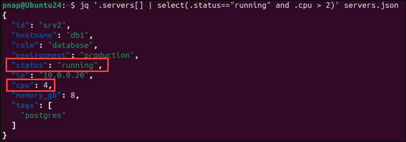 Filtering JSON data with multiple conditions in jq.