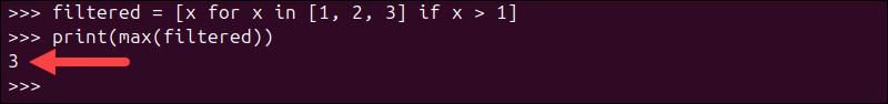 Using filtering in Python max().