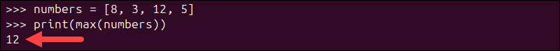 Finding the maximum number in a list with max().