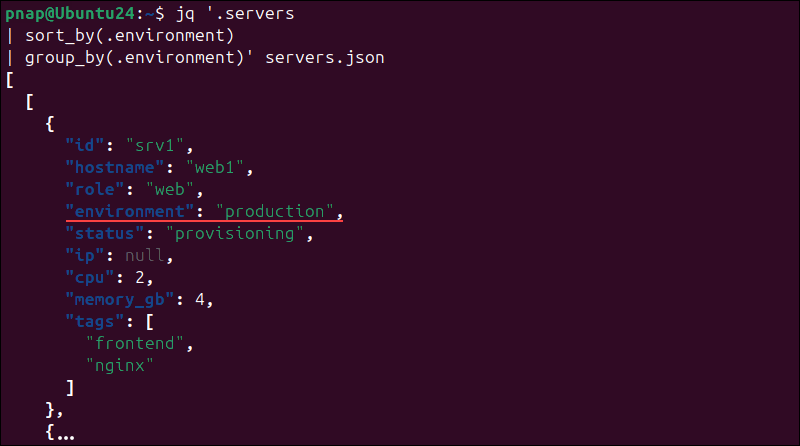 Grouping and sorting data in jq.