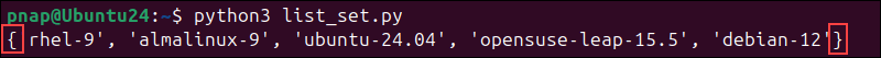 Converting a list to a set in Python.