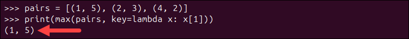 Using max() with lambda functions.