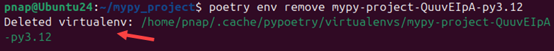 Using Poetry to delete a Python virtual environment.