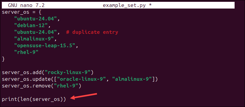 Counting the number of items in a Python set.