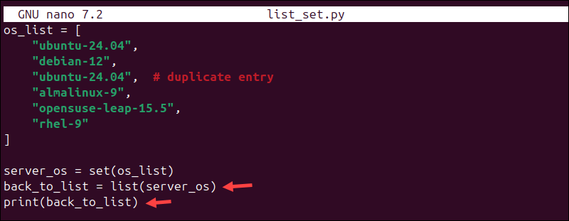 Converting a set back to a list in Python.