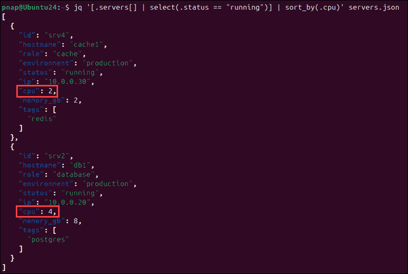 Using sort_by to sort JSON objects in jq.