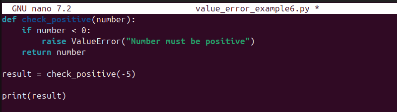 Terminal output for adding the code in Nano