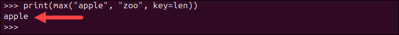 Comparing strings by length using the key parameter.