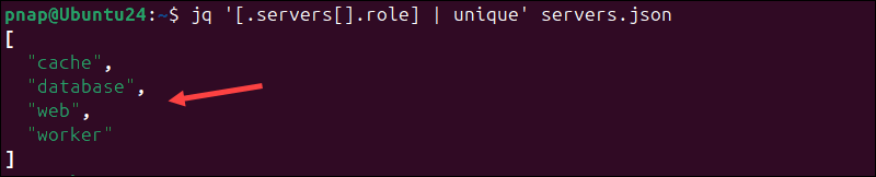 Using the unique filter in jq.