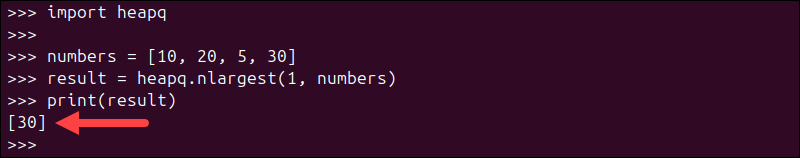 Using heapq.nlargest() instead of max.