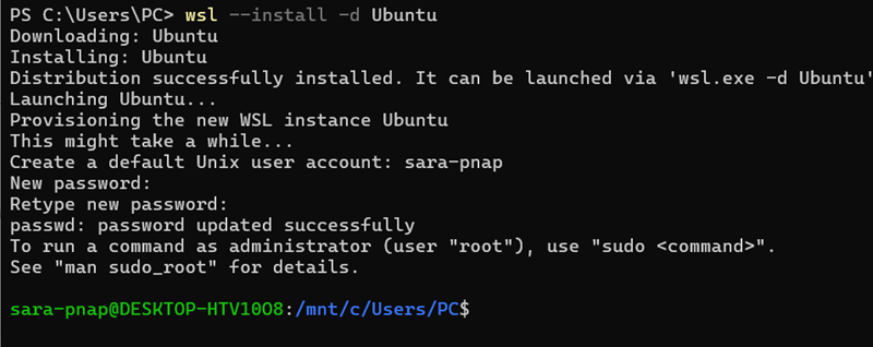 wsl --install -d Ubuntu terminal output