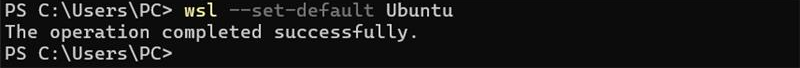 wsl --set-default Ubuntu terminal output