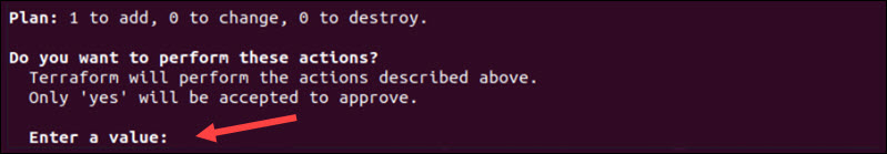 Confirm the Terraform configuration.