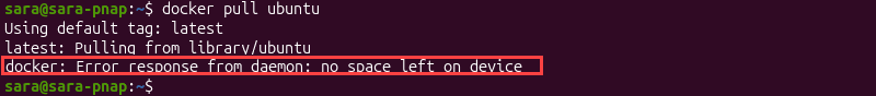 No space left error terminal output