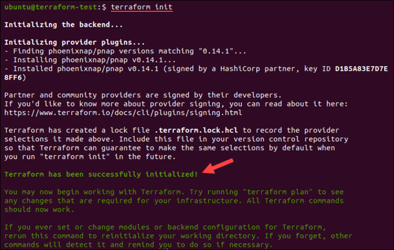 Using the init command to load Terraform modules.