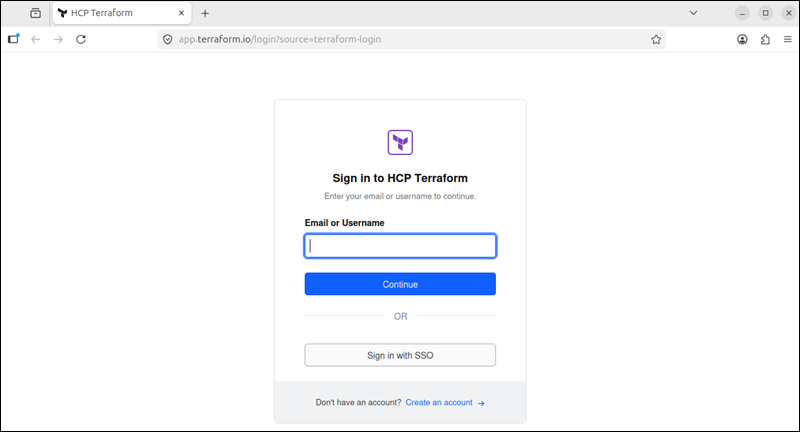 Signing in to HCP Terraform from the command line.