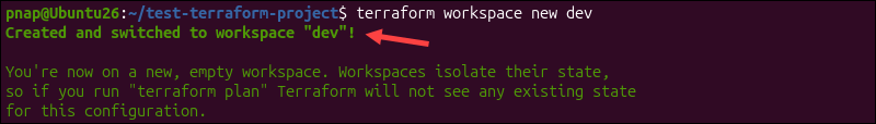Creating a workspace in Terraform.