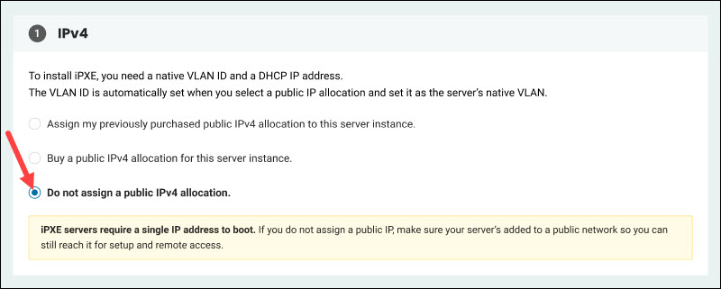 The option not to assign a public IPv4 allocation.