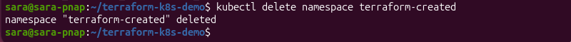 kubectl command deleting the terraform-created Kubernetes namespace