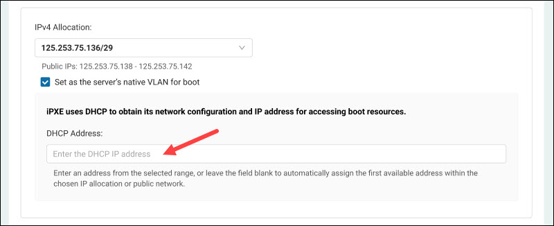 Setting native VLAN DHCP address.