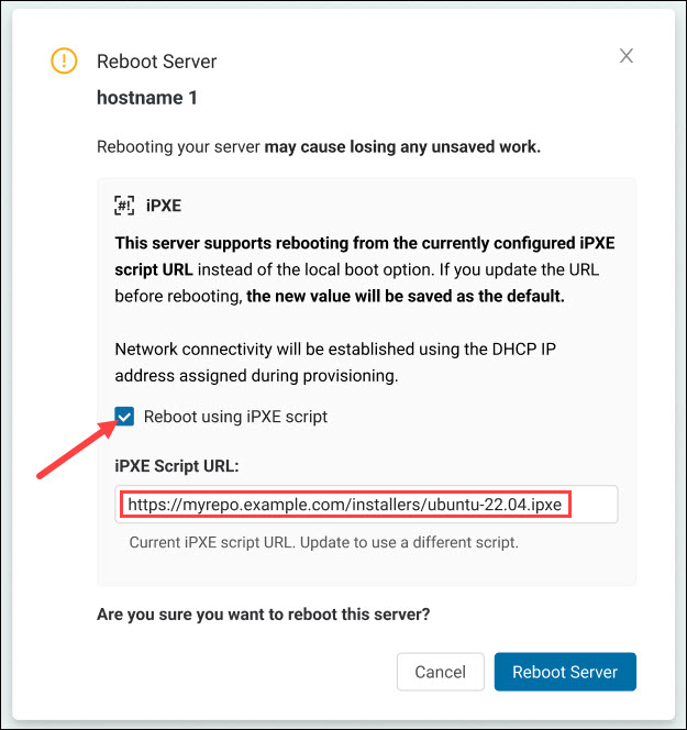 Rebooting using iPXE script.
