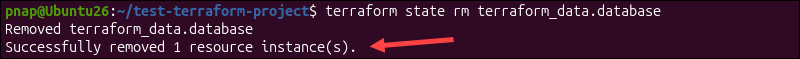 Removing a resource from the Terraform state file.