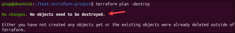 Checking the Terraform destroy plan.