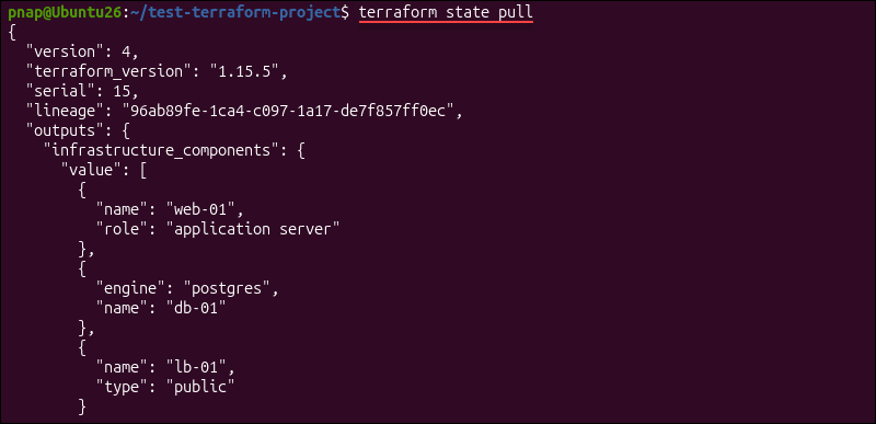 Pulling the current state into the terminal.