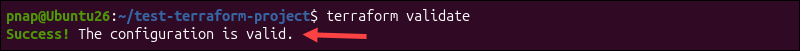 Validating the Terraform configuration.