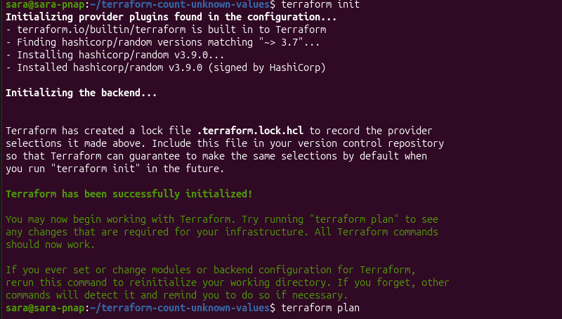 Terraform init successfully downloading the required providers