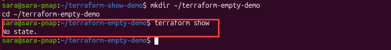 Terraform terminal output showing an error because no state file exists in an uninitialized working directory.