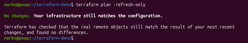 Using the -refresh-only flag with terraform plan.