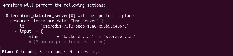 Terraform apply interactively updating the VLAN assigned to Bare Metal Cloud instances