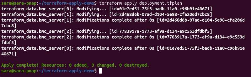 Terraform apply executing a previously saved binary execution plan
