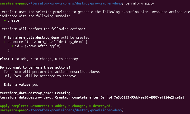 Terraform creating the terraform_data resource used for the destroy-time provisioner