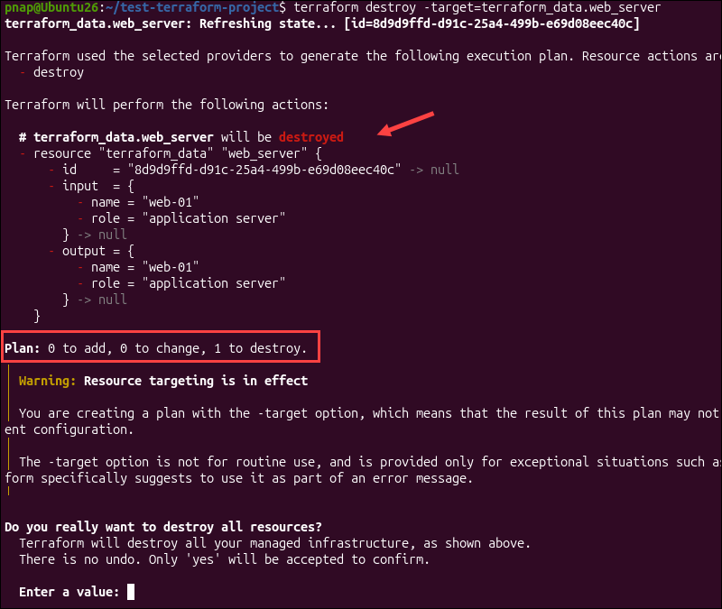 Targeting specific resources using terraform destroy.