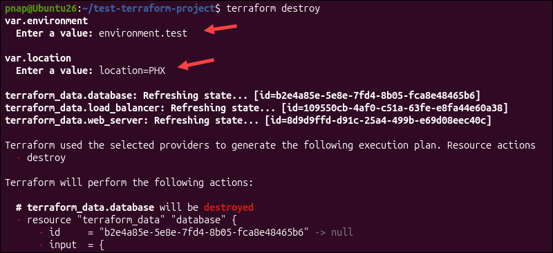 Terraform prompting for missing variables.